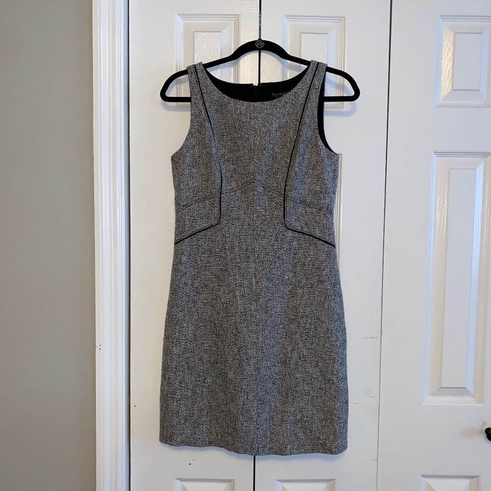 Sleeveless Gray Tweed Sheath Dress